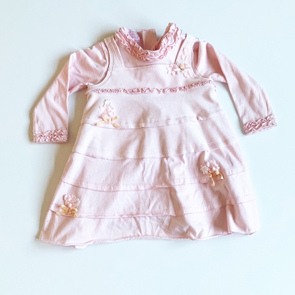 Biscotti pink ruffled long sleeve winter dress - Picture 3 of 7